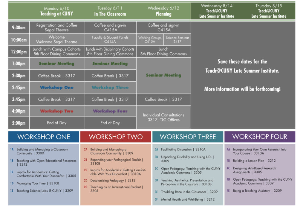 Full Schedule TeachCUNY Summer Institute 2019
